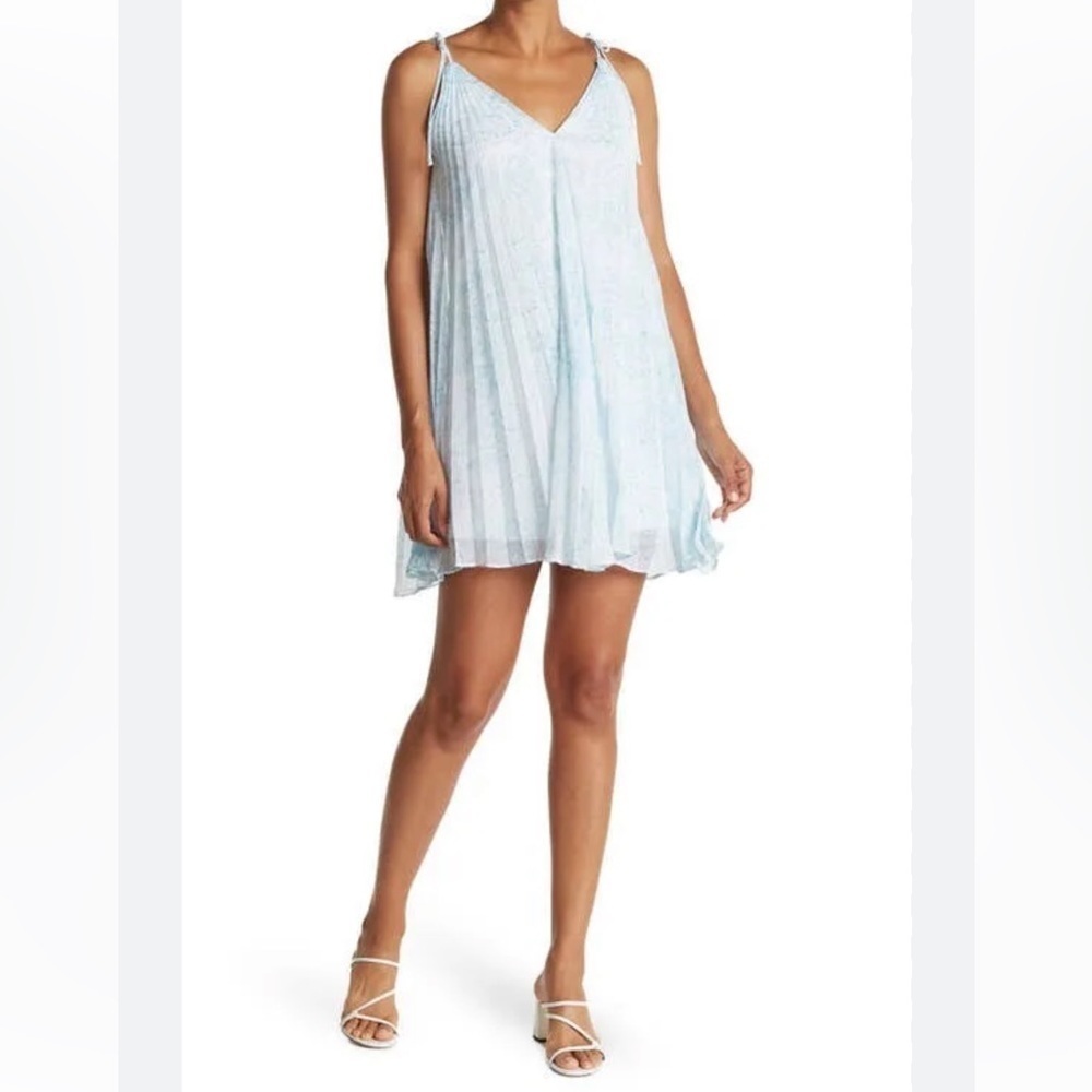 Calvin Klein Chiffon Pleated Dress Size S Paisley Tie at Shoulder NWOT